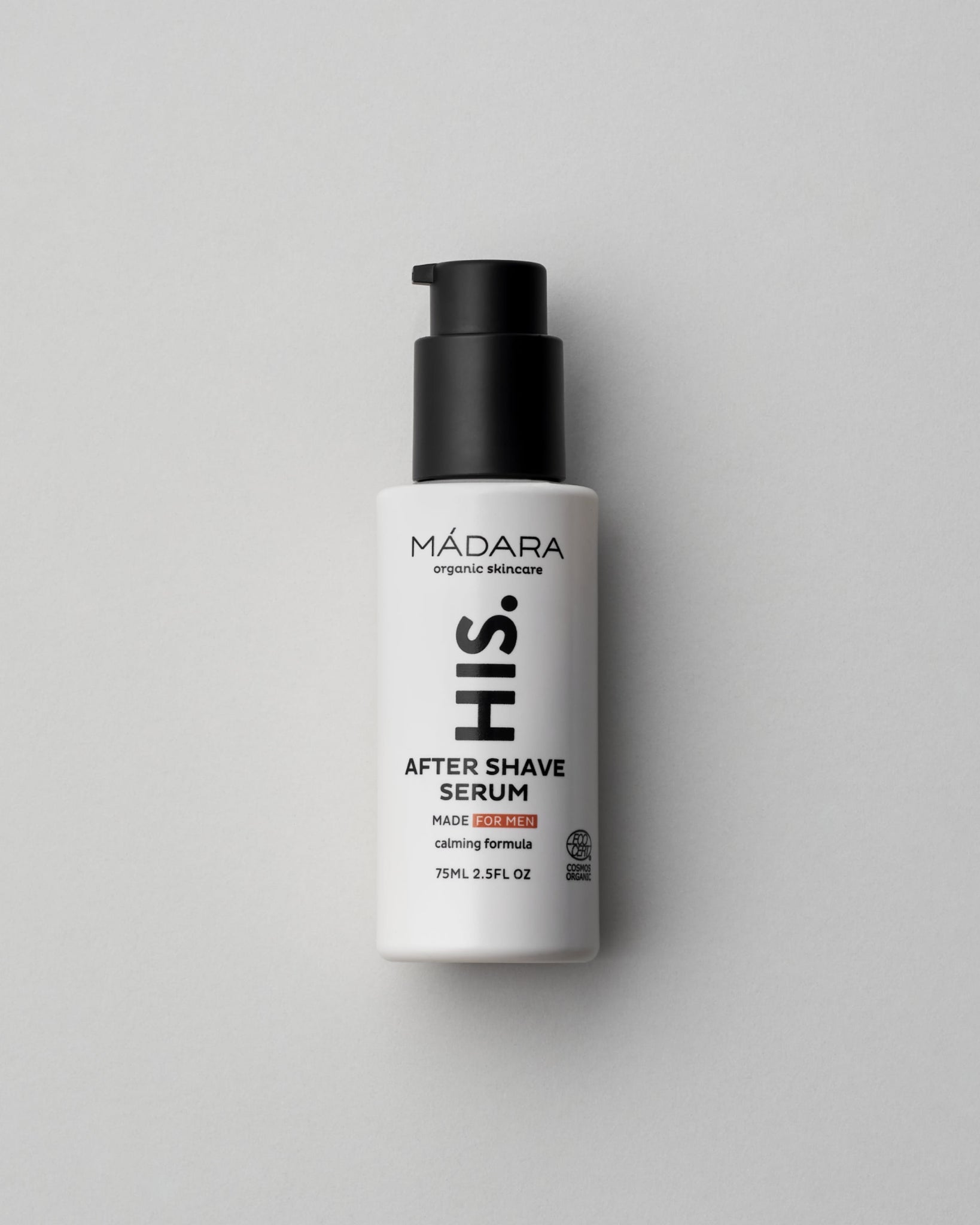 MΓDARA Organic Skincare after shave serum for men madara A5002 serum product photo on plain background.