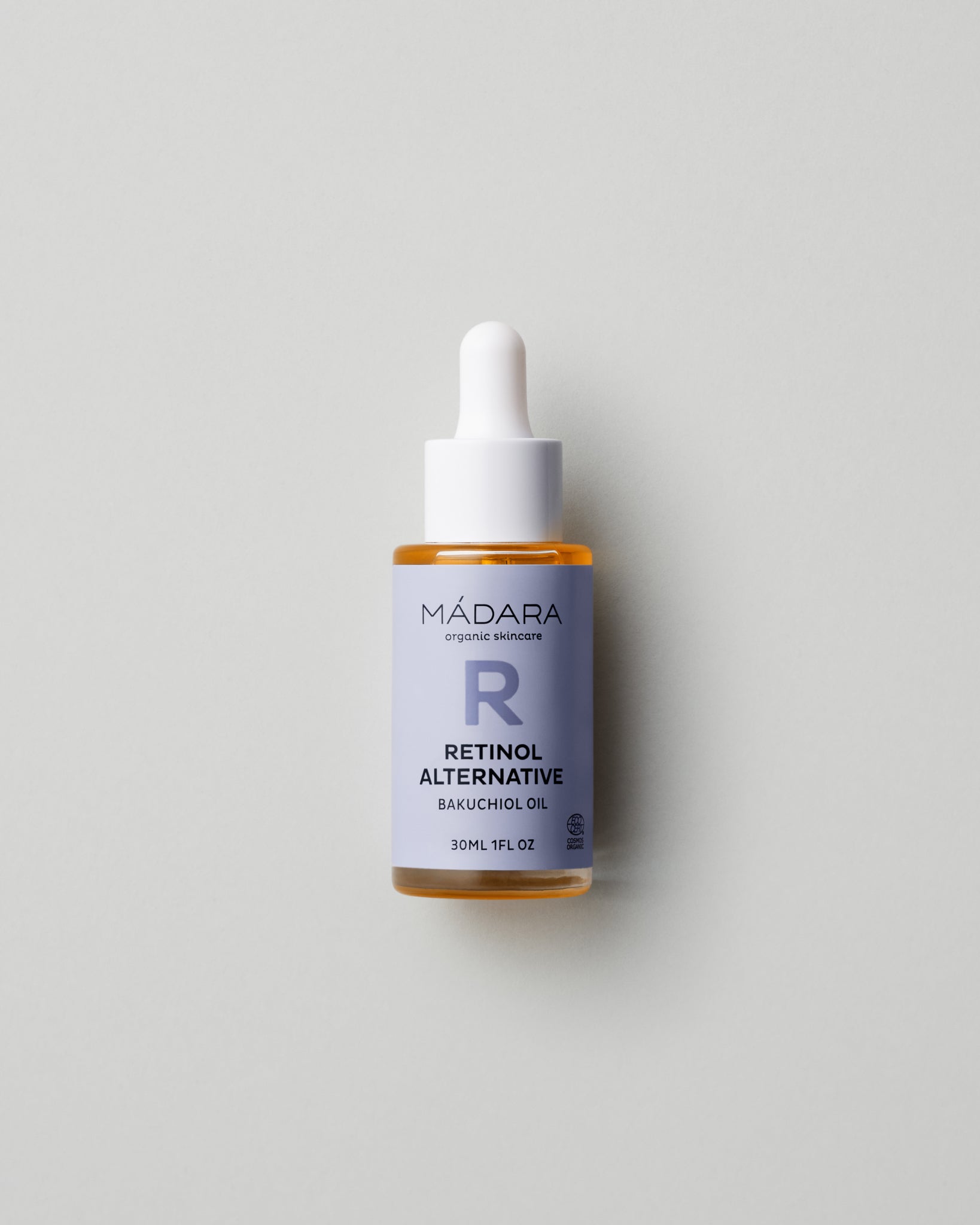 MΓDARA Organic Skincare bakuchiol oil A3366 face oil product photo on plain background.