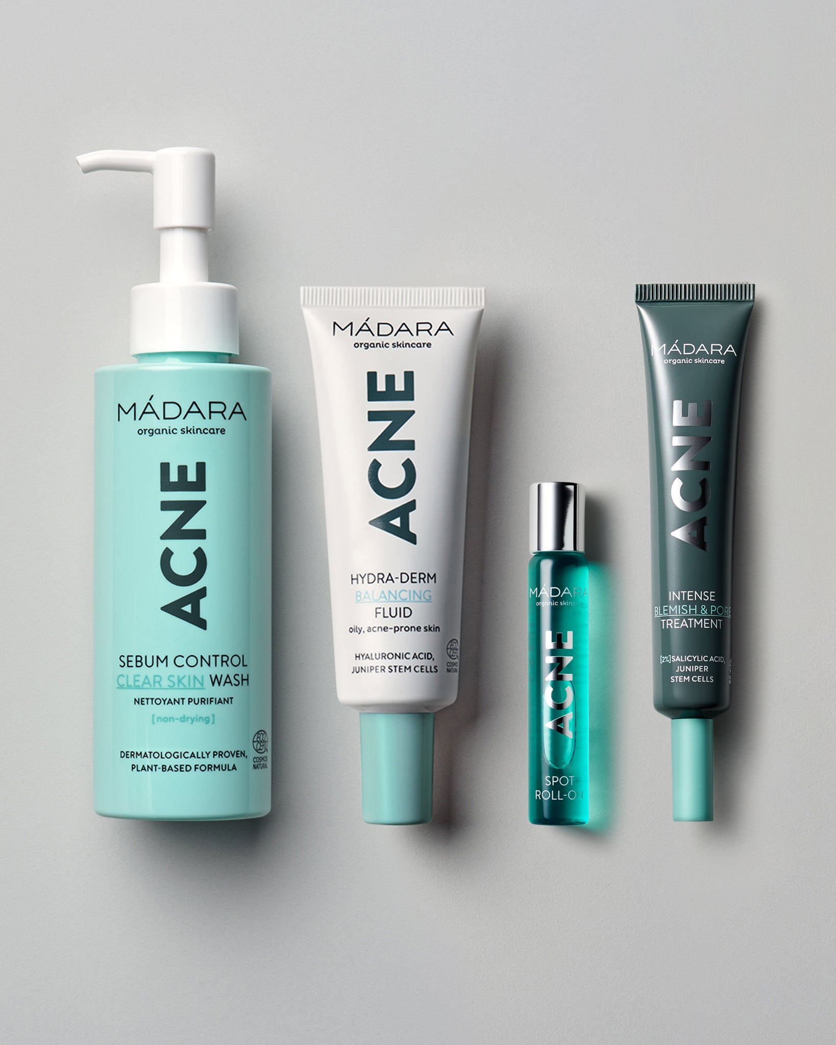 MΓDARA Organic Skincare collection for acne prone skin N0025 product photo on plain background.