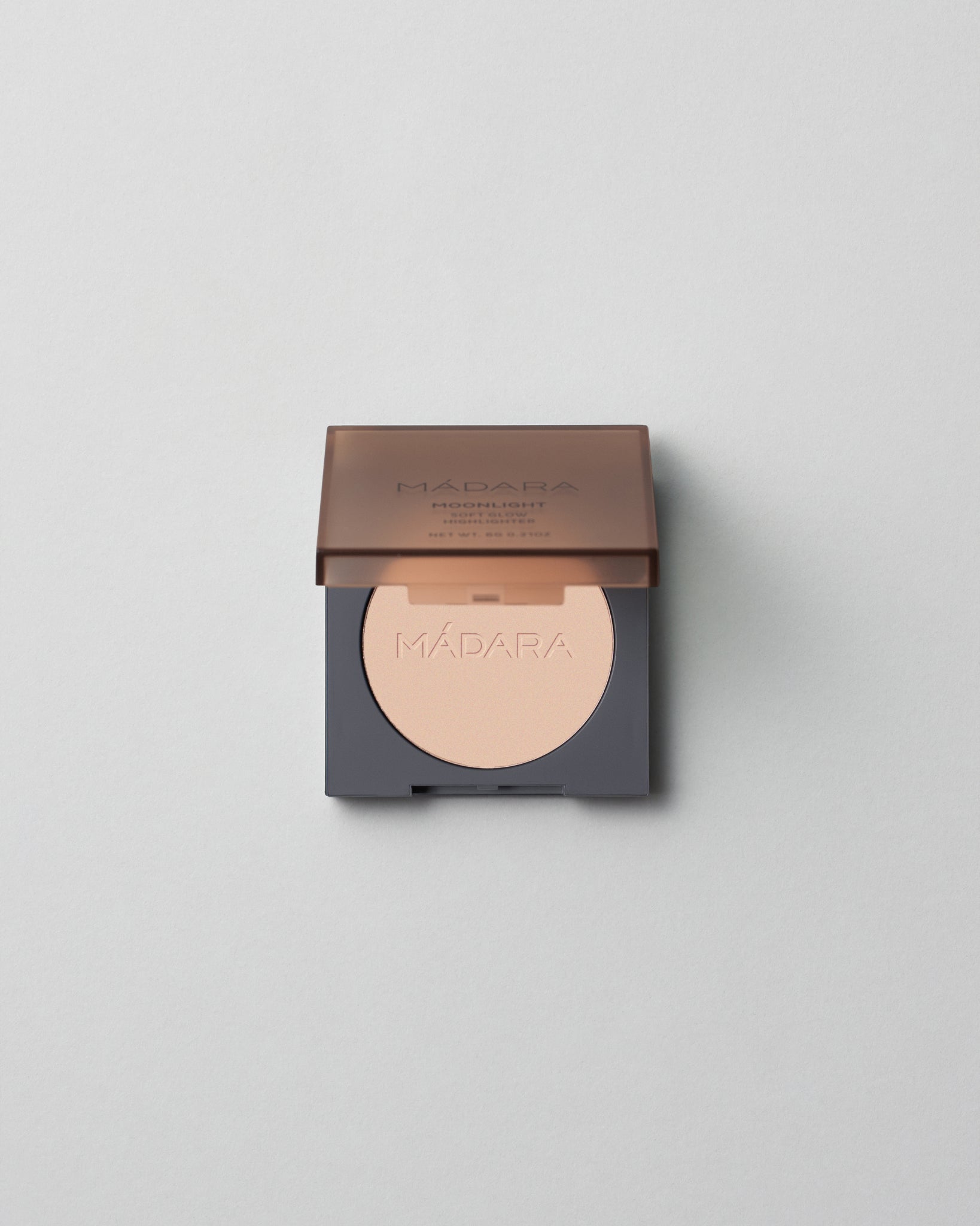 MΓDARA Organic Skincare moonlight soft glow mineral highlighter A6831 product photo on plain background.