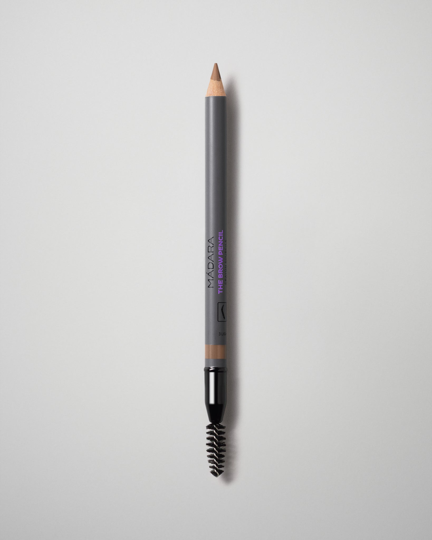 MΓDARA Organic Skincare the brow pencil light brown A6893 product photo on plain background.